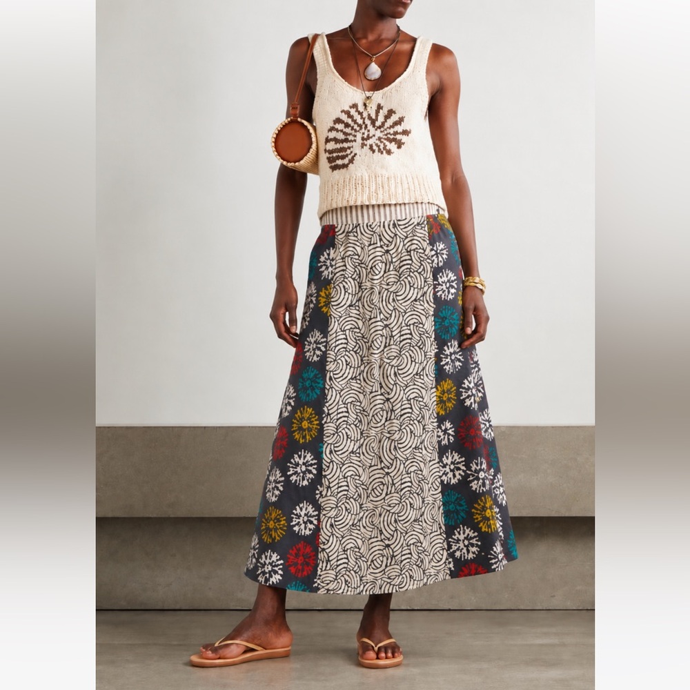 Alix of Bohemia hand block print cotton maxi dress skirt XS